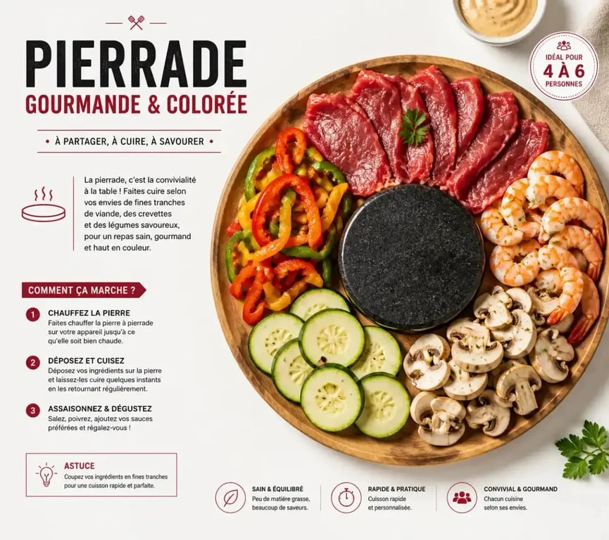 Recette pour pierrade avec assortiment de viandes et légumes frais