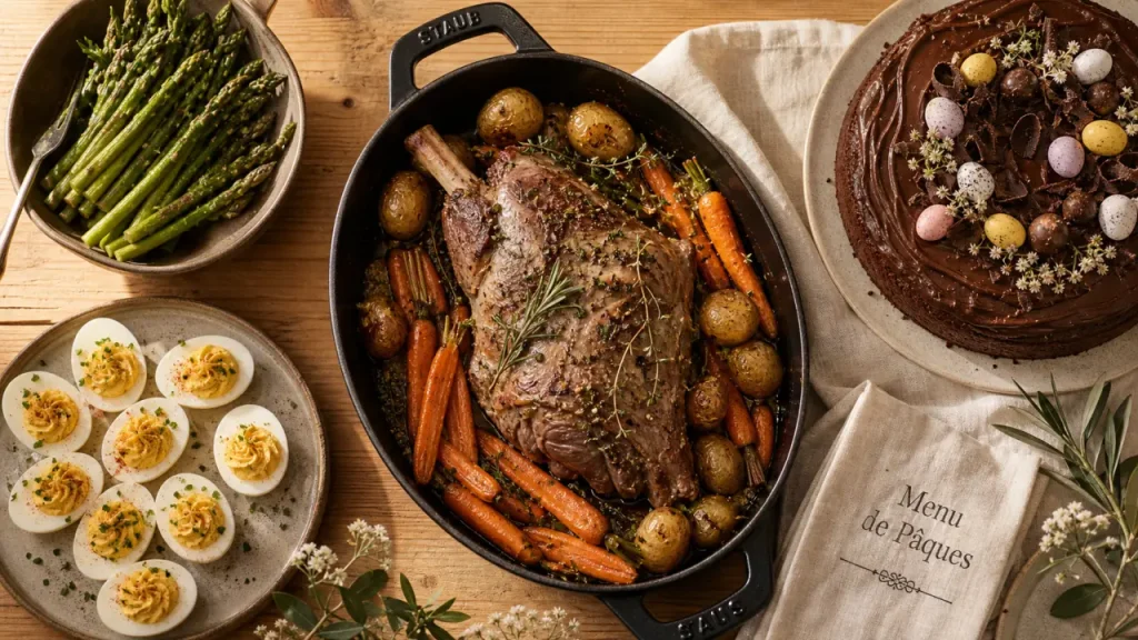 Menu de Pâques 2026 : agneau, asperges, chocolat et options sans stress