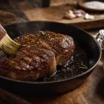 Recettes hampe de boeuf : hampe saisie à feu vif en poêle en fonte chaude