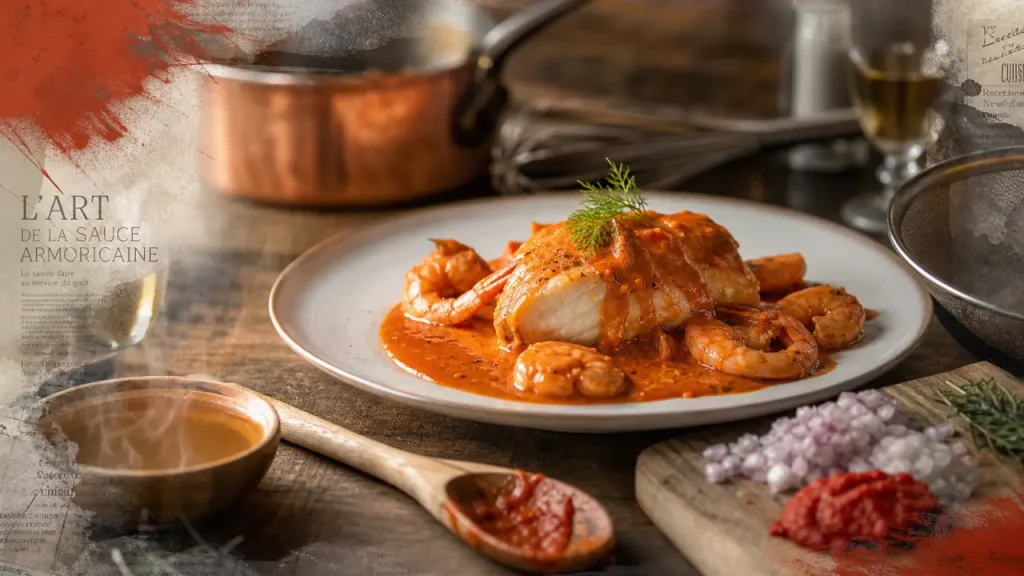 Sauce armoricaine : fumet de poisson, flambage au cognac et liaison lisse