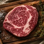 Viande persillée : faux-filet cru aux marbrures blanches