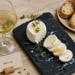 Vin avec fromage de chèvre blanc sec et crottin de chèvre