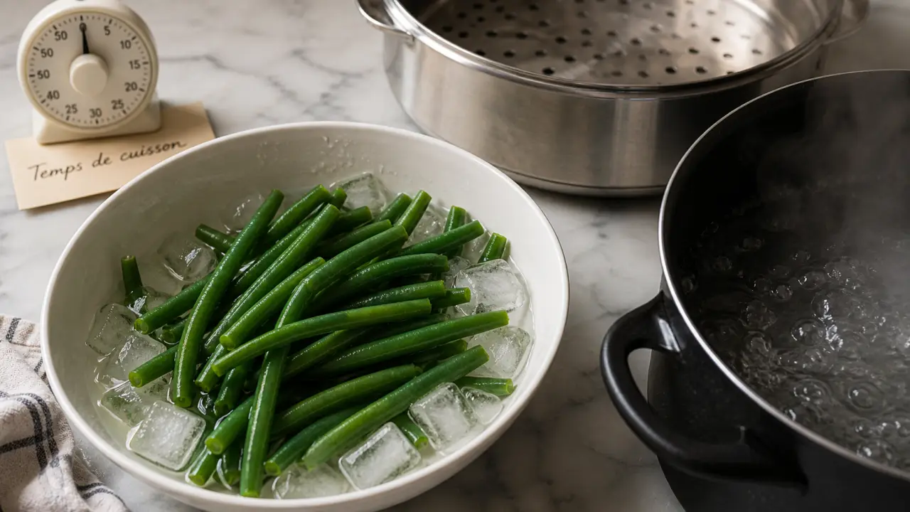 Cuisson haricot vert frais : 6 à 8 minutes à l’eau pour garder le croquant