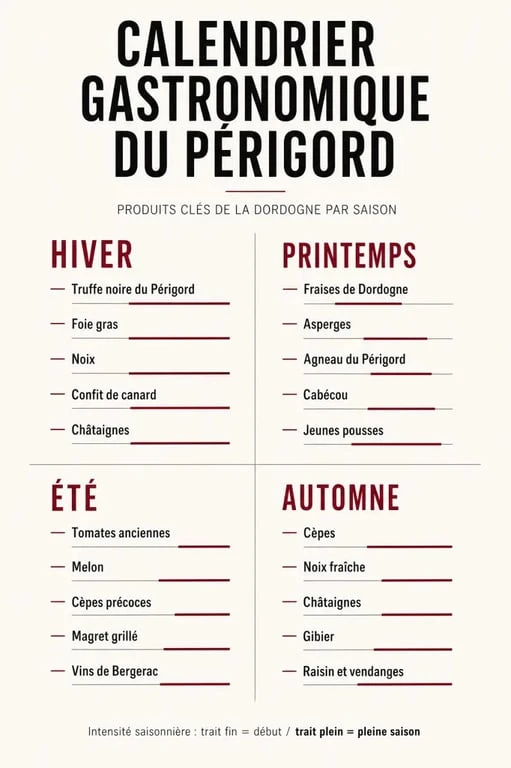 Gastronomie dordogne : calendrier des produits de saison en Dordogne