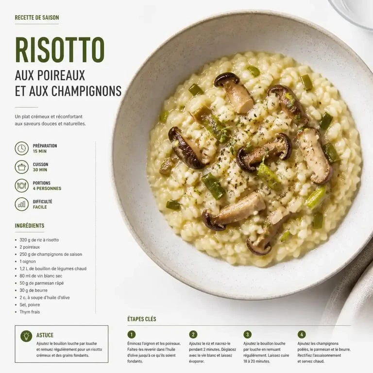 Risotto crémeux aux produits de saison réalisé lors d'un cours de cuisine à Lorient