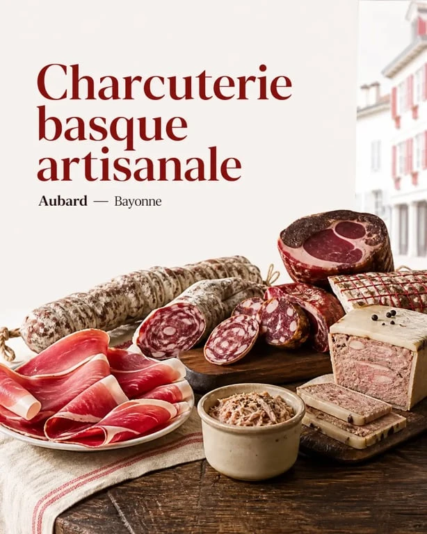 aubard charcuterie artisanale - plats cuisinés maison, assortiment de charcuterie basque artisanale Aubard en boutique