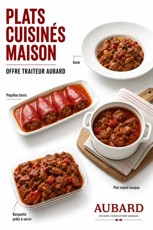aubard charcuterie artisanale - plats cuisinés maison, plats cuisinés basques et offre traiteur maison Aubard
