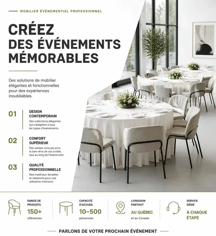 Mobilier de réception professionnel pour événement en Champagne