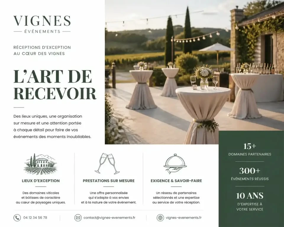 Ambiance de réception et art de table champenois pour événement professionnel