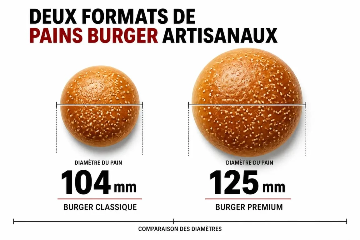 Comparaison des formats de pain burger artisanal pour fournisseur professionnel