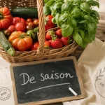 Manger de saison: pourquoi et comment, panier de légumes et herbes