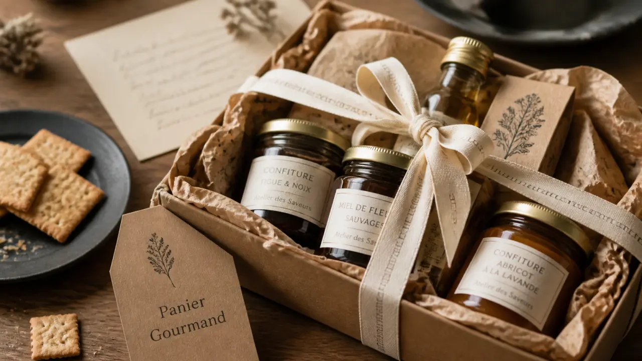 Panier gourmand idées cadeaux en coffret prêt à offrir