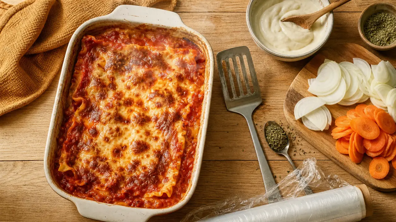 Plat préparer la veille : lasagnes au four prêtes à réchauffer