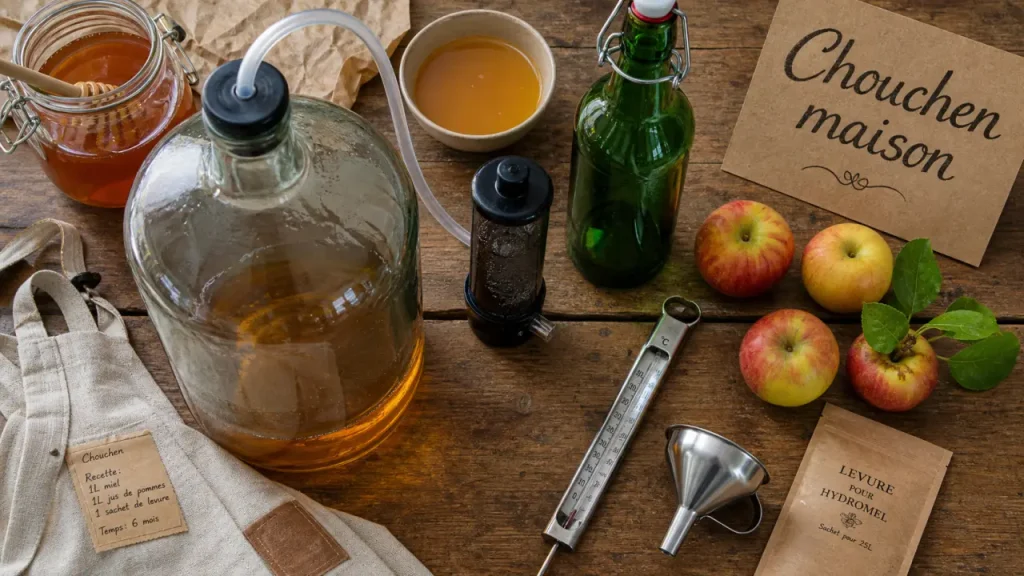 Recette chouchen : miel et jus de pomme en fermentation