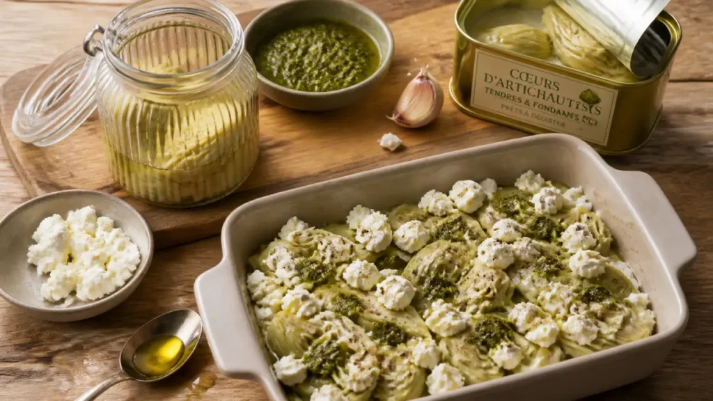 Cœurs d’artichaut au pesto et au chèvre, la recette fondante à 180 °C