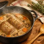 Recette paupiette de veau traditionnelle en cocotte, sauce crème fumante