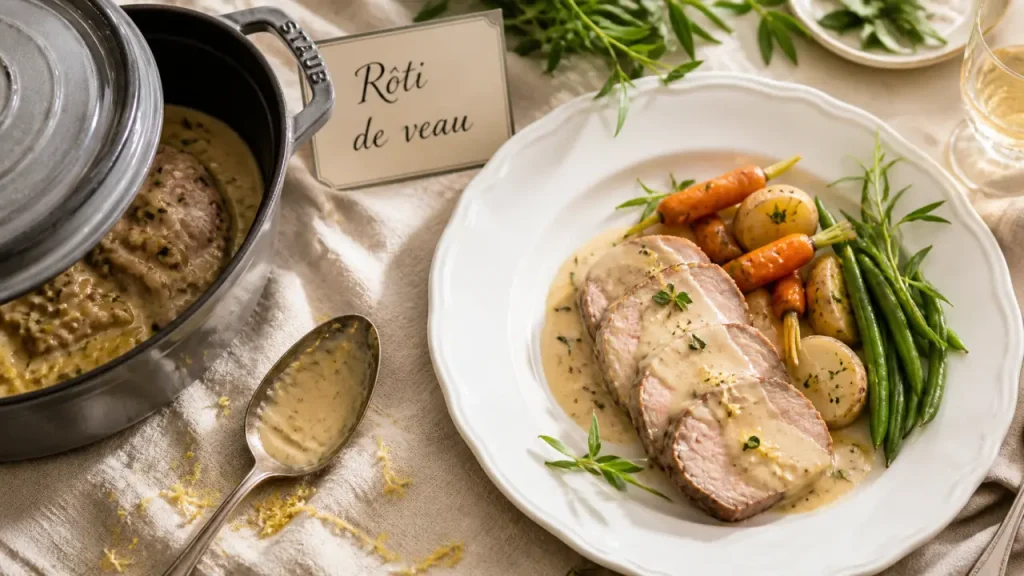 Rôti fondant, crème légère au citron et herbes fraîches : la recette de veau raffinée