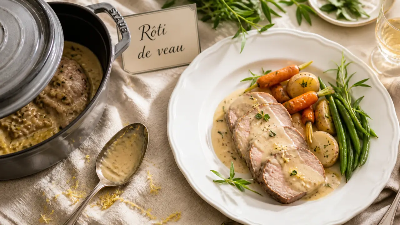 Recette veau raffinée : rôti de veau fondant au citron, crème légère