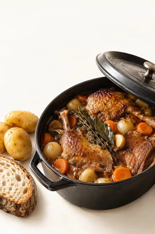 Gastronomie Gers : alicuit de canard à la gasconne servi avec des pommes vapeur