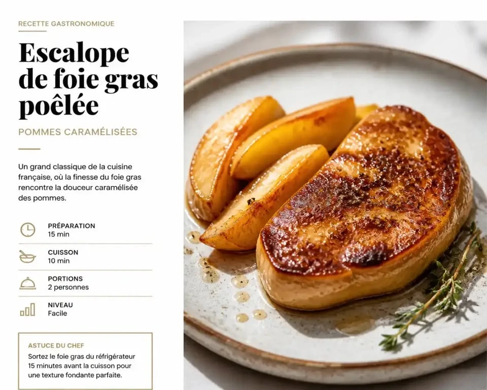 Escalope de foie gras poêlée aux pommes, une spécialité de la vente de foie gras dans le Tarn