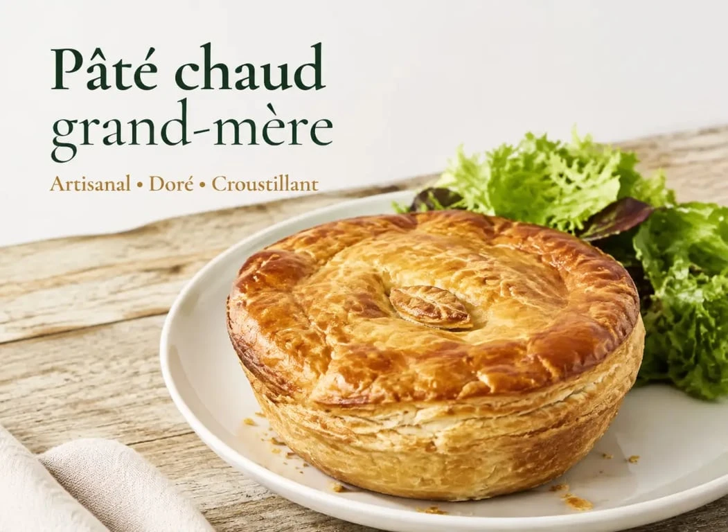 Pâté chaud grand-mère traditionnel servi avec une salade