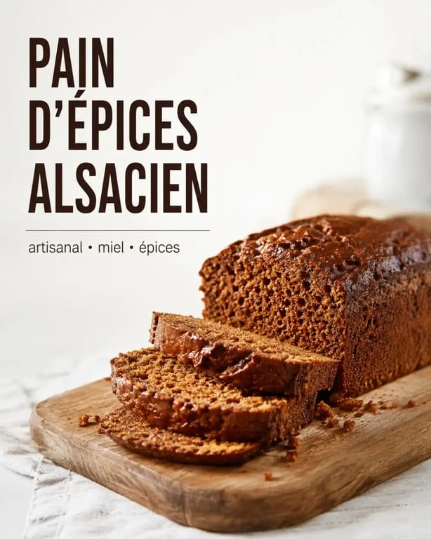 Recette pain d'épices alsacien artisanal tranché sur planche en bois