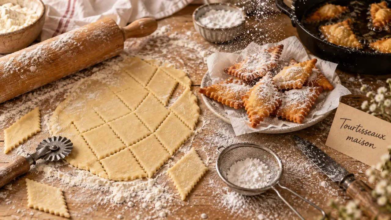 Recette des tourtisseaux : beignets gonflés frits, 5 mm de pâte