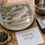 Saumure recettes 200 g de sel par litre, verre de saumure et aromates