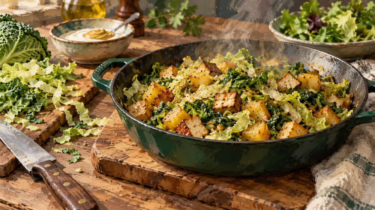 Chou recettes faciles : poêlée de chou vert croquante et fondante