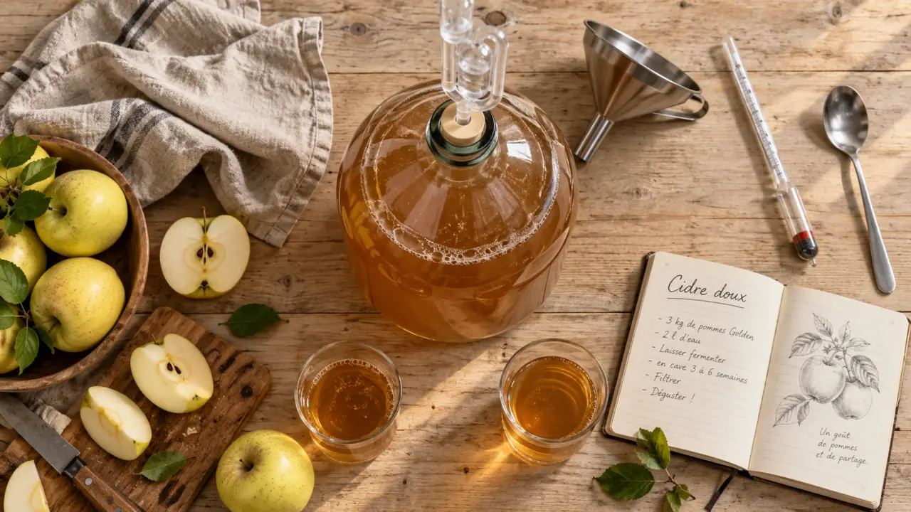 Cidre doux recette maison : moût et densimètre après fermentation