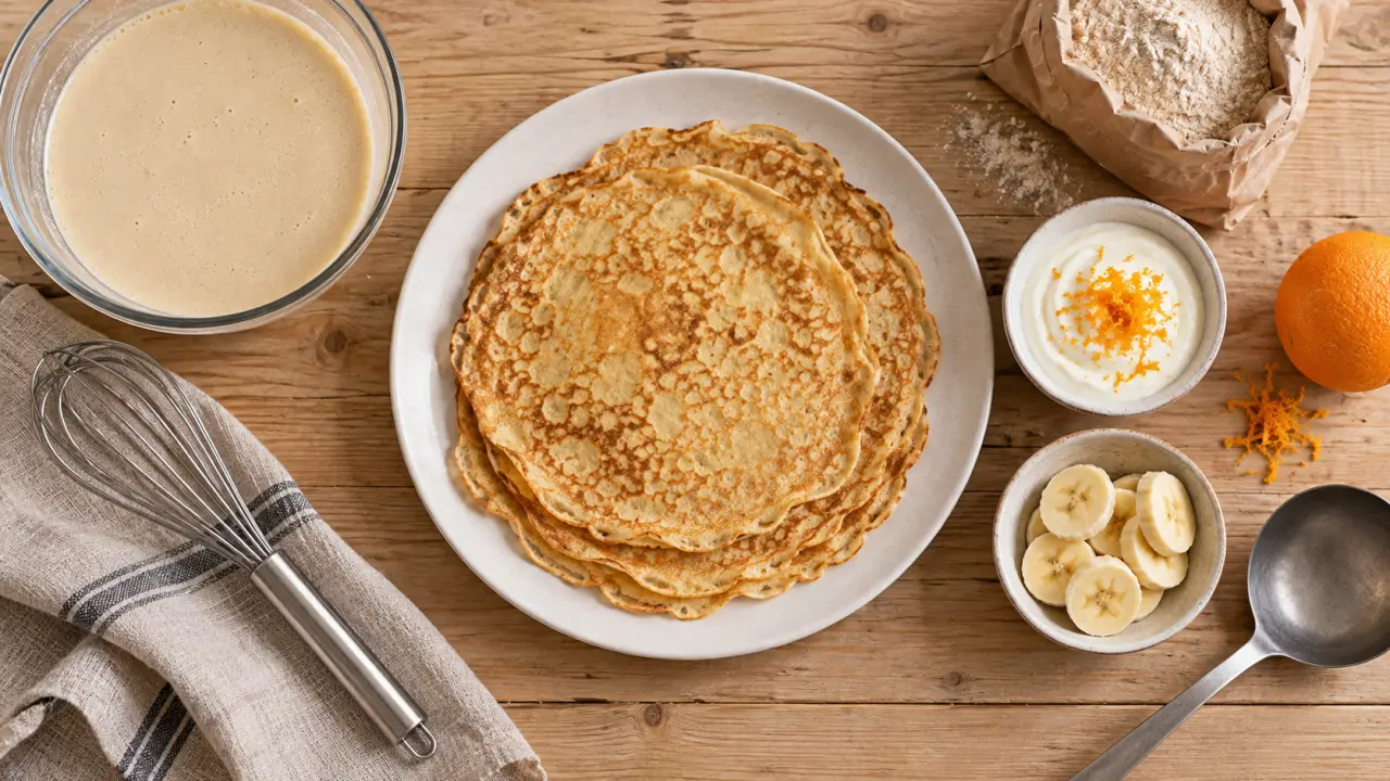 Crepes recette sans sucre, pile dorée et pâte sans sucre