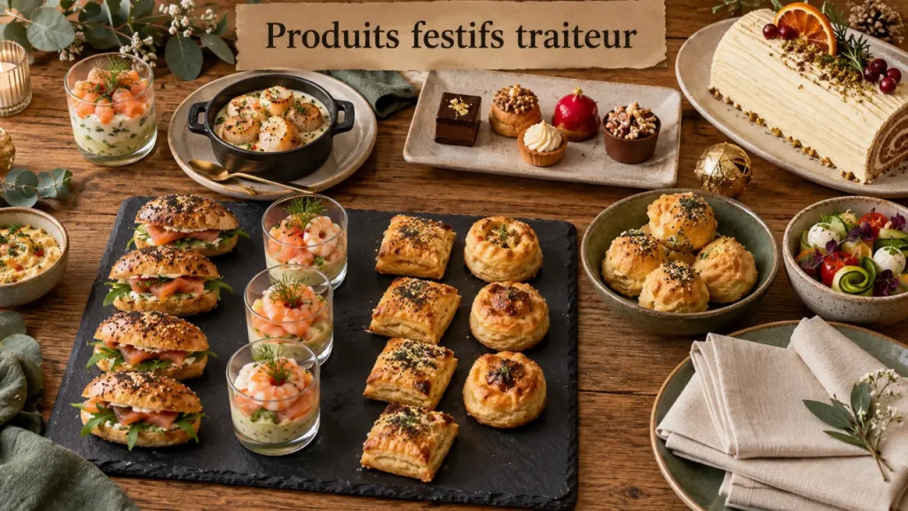 Produits festifs traiteur : un menu de fête élégant sans passer la soirée en cuisine