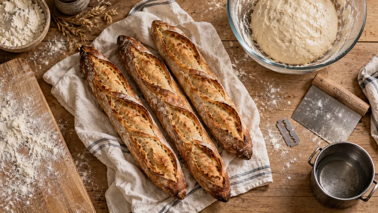 Recettes baguette tradition : baguette maison à 250°C avec vapeur
